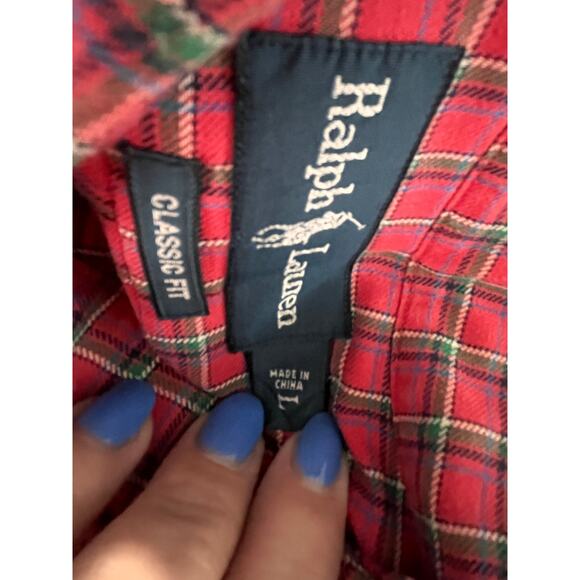 Ralph Lauren Classic Fit Shirt Mens LG Red Green Plaid Button Down Long Sleeve - Picture 6 of 10